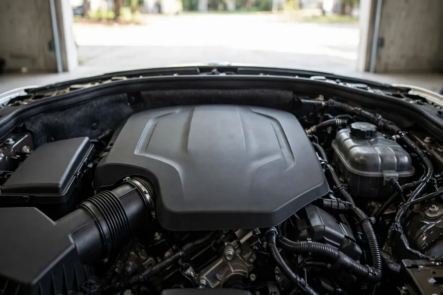 Generic turbocharged BMW engine bay without readable badges