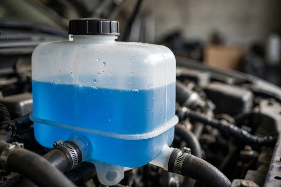 Steam rising from the front of a car with the hood open on a roadside