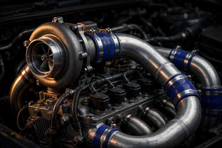 A modern turbocharged four-cylinder BMW engine — the F30 328i and later 330i hide 2.0-liter turbo fours behind their badges