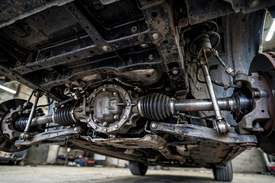 BMW xDrive front axle connected to the front differential under the car