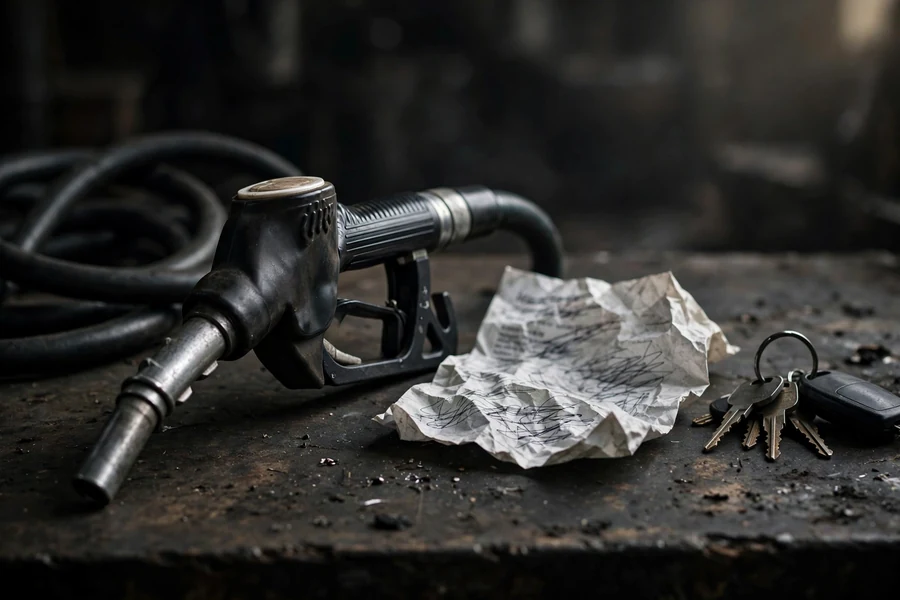 Fuel nozzle beside a service invoice representing ownership costs