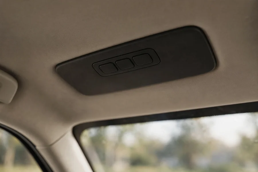 BMW overhead console sunroof switch area on the headliner