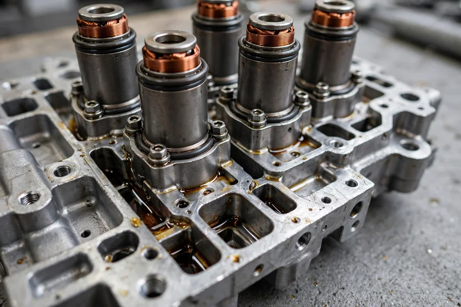 BMW automatic transmission gearbox case in a workshop