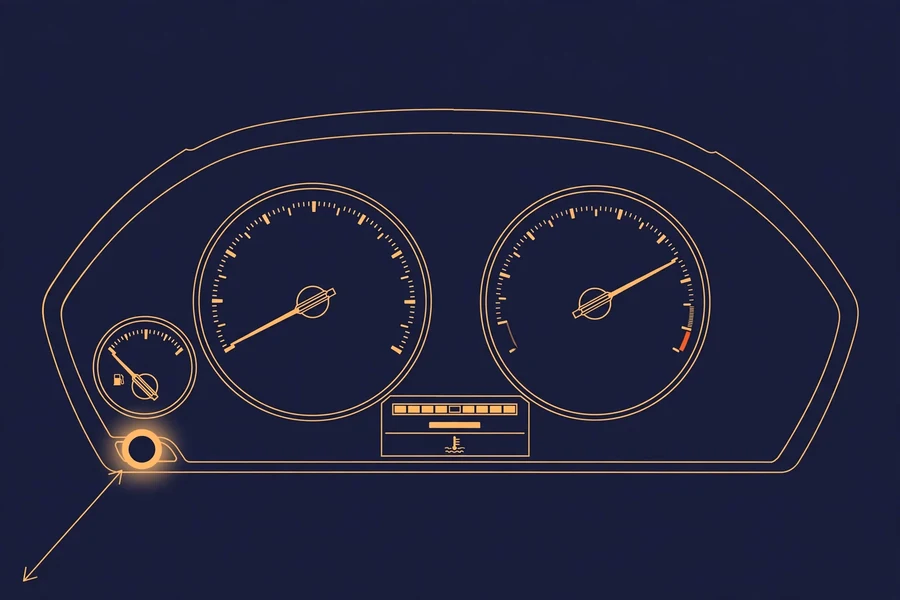 Diagram showing the trip reset button location on a BMW F30 instrument cluster