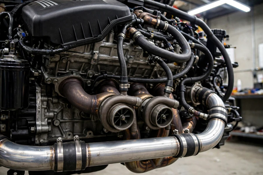 BMW N54 twin-turbo inline-six engine bay