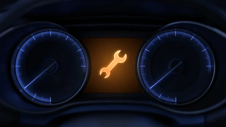 BMW 3 Series instrument cluster showing the amber service reminder — how to reset BMW service light, step one: identify the CBS icon